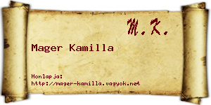 Mager Kamilla névjegykártya